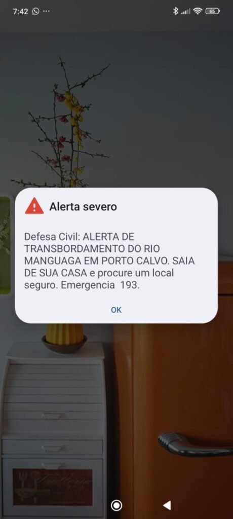 alerta da defesa civil em porto calvo