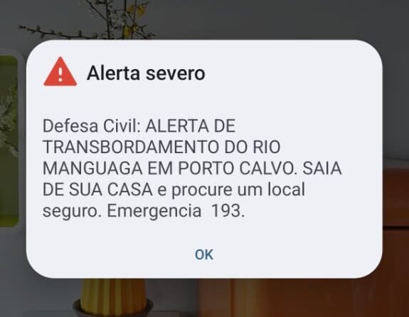 alerta da defesa civil em porto calvo
